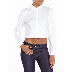 White Button Down Crop Top